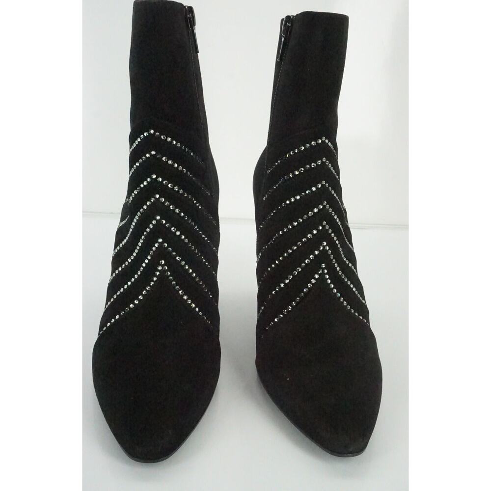 Saint Laurent Paris Lily Black Suede Crystal Ankle Boots - Picture 8 of 12